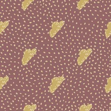 Sky seamless doodle pattern with clouds ornament in autumn colors palette. Oc イラスト素材