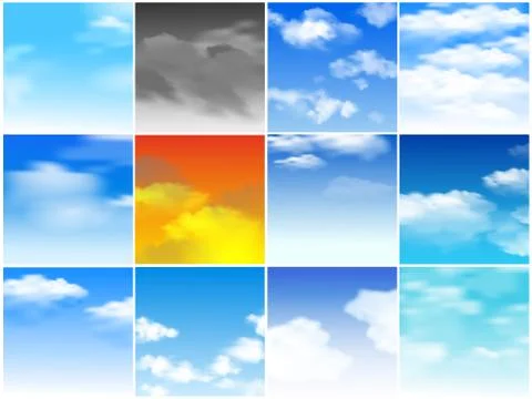 Sky seamless pattern vector cloudy backdrop and blue skyline heaven wallpaper イラスト素材
