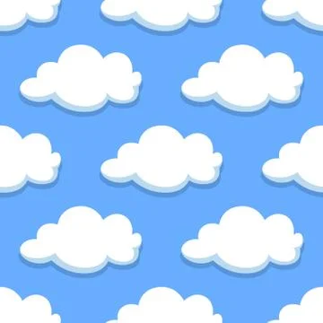 Sky seamless pattern with white clouds Stockillustratie