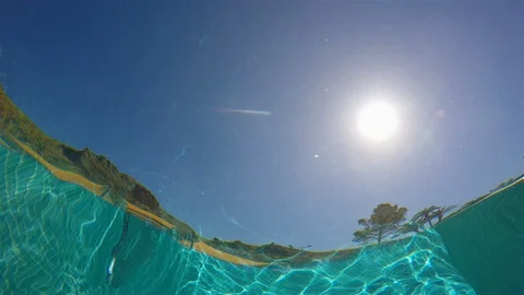 Sky Seen From Inside Empty Swimming Pool Loop Stock-Footage 128683389