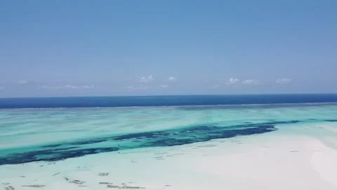 Sky shoot Diani white sands empty Beach, Diani, Kenya Stock Footage 145930379