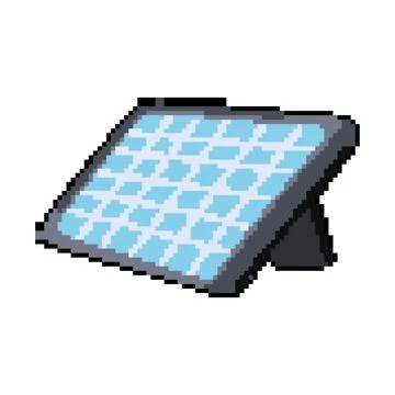 Sky solar panel pixel art vector illustration Stock Illustration