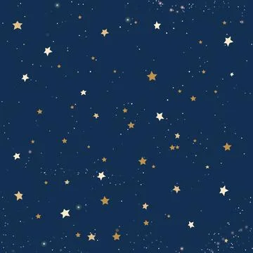 Sky star pattern, space background, magic galaxy. Gold and blue night, sparkle Stock Illustration