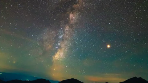 The sky with stars above mountains. time lapse Stock Footage 95191953