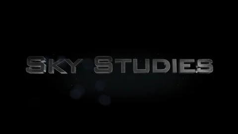 Sky Studies title 3D metal text on black alpha channel background Video stock 301266683