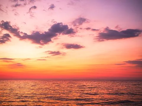 Sky Sunset Cloud Sunrise background Sea Ocean Sun Clear Horizon Beauty Stock Photos