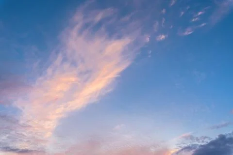 The sky at sunset, pink clouds, background image. Stock Photos