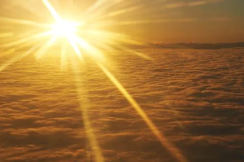 Sky, sunset sun and clouds Stock Photos
