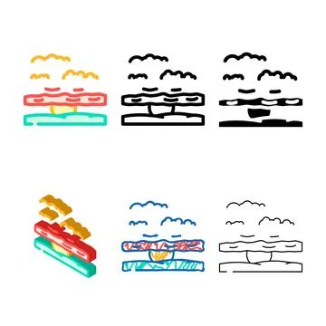 Sky sunset sun summer pack sunlight color icon vector Stock Illustration