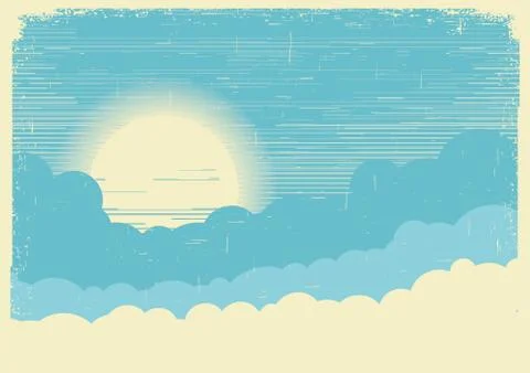 Sky with sun.Vector background illustration for text Stock Illustration