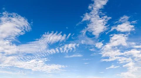 Sky texture clouds in blue background. Soft sky white texture on pattern. B.. Stock Photos