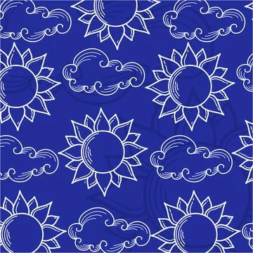 Sky Things Line Art Background Vector Stock Illustration
