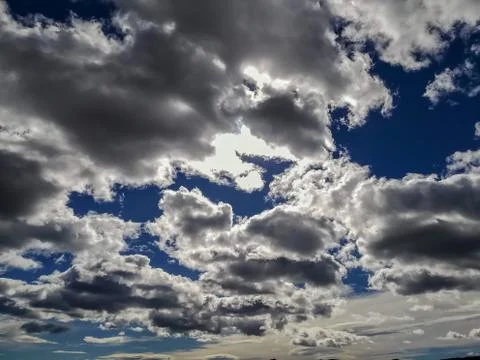 Sky with threatening storm clouds in different blue tones Stock Photos