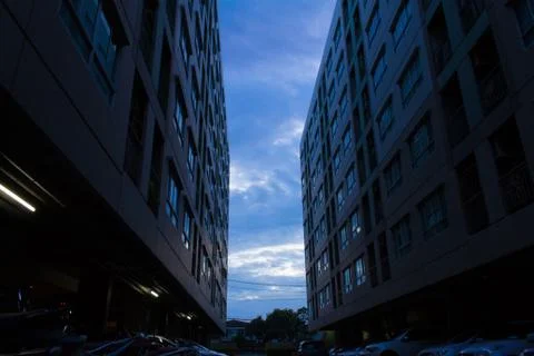 Sky through the buildings Stock Photos