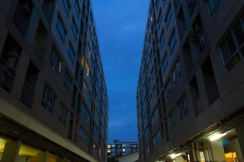 Sky through the buildings Stock Photos