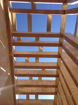 Sky through museum building columns. Stock Photos