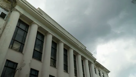 Sky time lapse with old building in the foreground, Vilnius, Lithuania, 4k Stock Footage 93007363