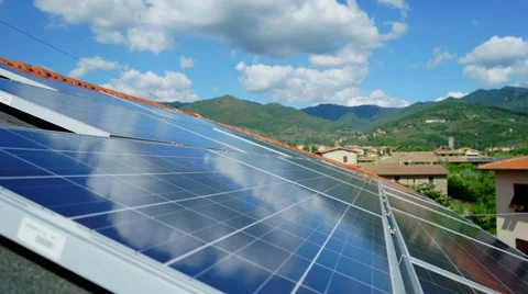 Sky time lapse reflected on solar panels Stock Footage 53454538