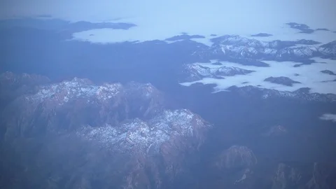 Sky, top down view of Mountains in Asturias with snow, Spain 動画素材 104980056