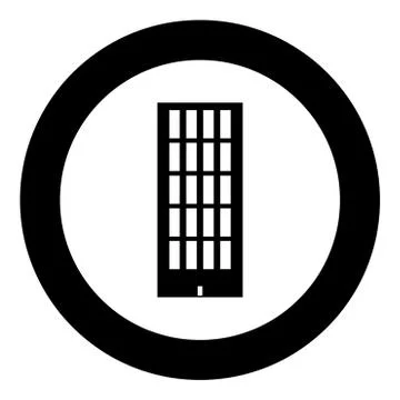 Sky tower building black icon in circle vector illustration isolated . Ilustración de archivo