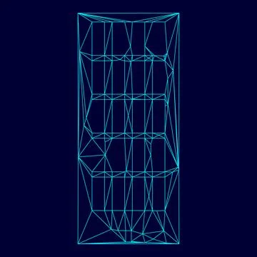 Sky tower building low poly triangulation triangulated polygonal electric cya Ilustración de archivo