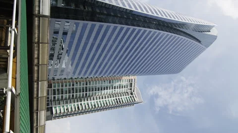 Sky Train BTS passing High Rise Buildings at Chong Nonsi Video stock 55555699