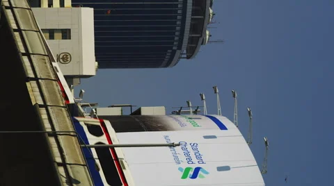 Sky Train BTS passing with Silom Buildings as Background Stock Footage 55556071