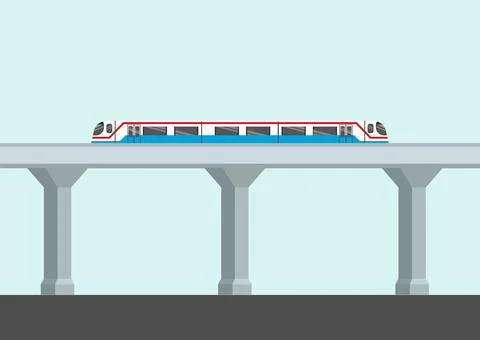 Sky train with railway flat Stock Illustration