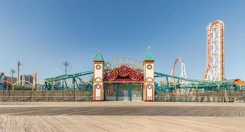 Sky Train roller coaster in Coney Island, New York, USA Stock Photos