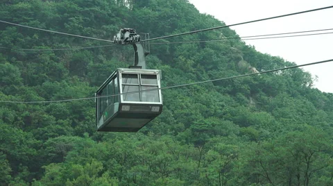 Sky Tram On Cable And Trees 02 Stock Footage 54421760