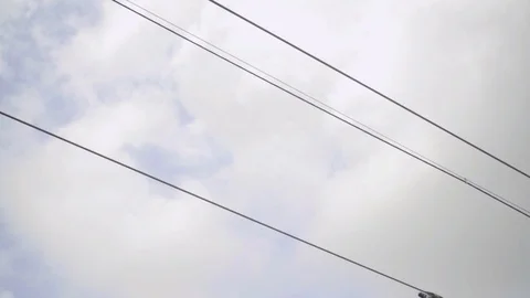 Sky Tram Gondolas Crossing Stock Footage 97316951