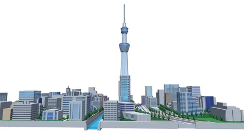 Sky Tree and the Square City: A Camera's Journey 스톡 동영상 332454892