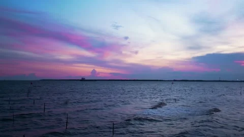 Sky twilight time after sunset landscape on the coastline Stock Footage 155968237