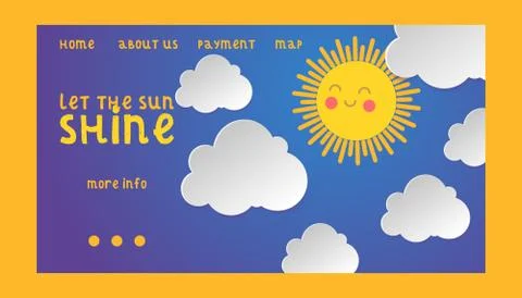 Sky vector cloudy sunny landing web page backdrop and blue skyline heaven clouds Ilustración de archivo