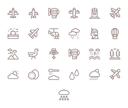 Sky Vector Icon Repository containing 25 Regular Line 256x256 PIXEL Perfect.. Illustrazione stock