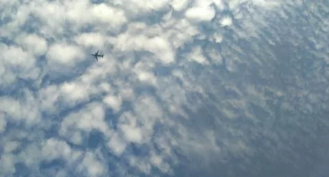 SKY VIEW WITH AEROPLANE 스톡 사진