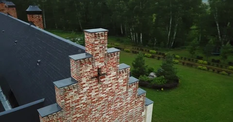 Sky view of the castle built in medieval style. Video stock 123902976