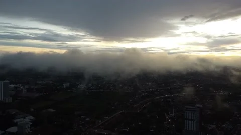 Sky view drone flying through beautiful sunrise and cloud Stock Footage 196866265