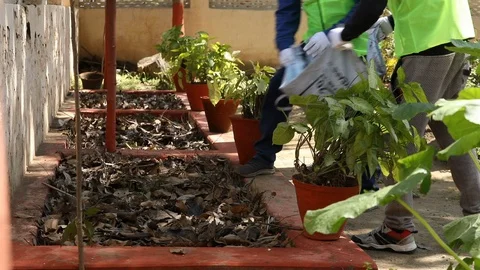 Sky view of garbage disposal trash dump or open landfill, India Stock Footage 128124293