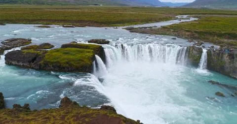 Sky view of Godafoss waterfall Stock Photos