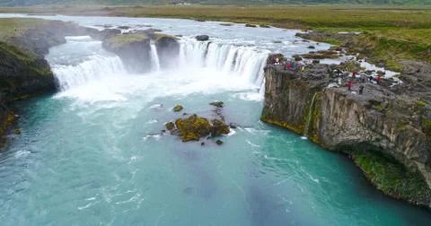 Sky view of Godafoss waterfall Stock Photos