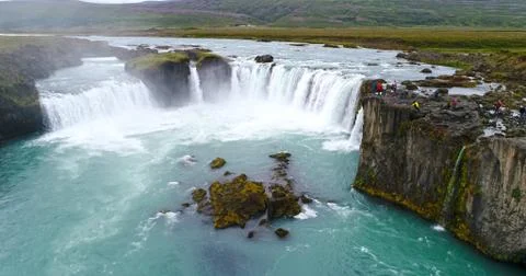 Sky view of Godafoss waterfall Stock Photos