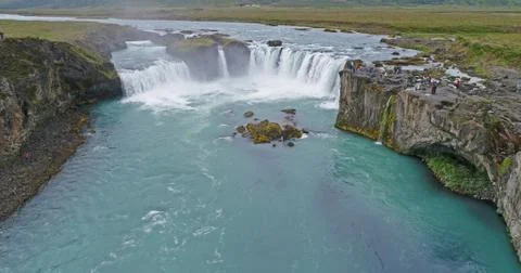 Sky view of Godafoss waterfall Stock Photos