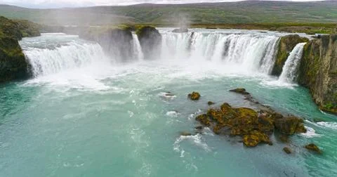 Sky view of Godafoss waterfall Stock Photos