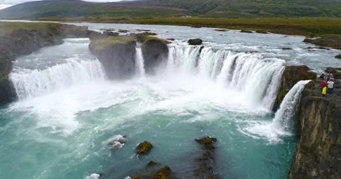 Sky view of Godafoss waterfall Stock Photos