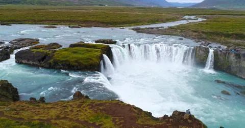 Sky view of Godafoss waterfall Stock Photos