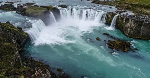 Sky view of Godafoss waterfall Stock Photos