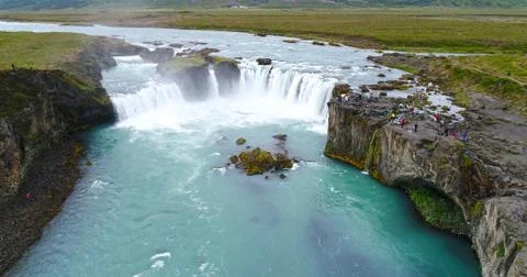 Sky view of Godafoss waterfall Stock Photos