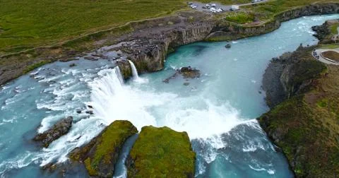 Sky view of Godafoss waterfall Stock Photos
