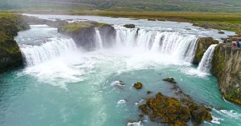 Sky view of Godafoss waterfall Stock Photos